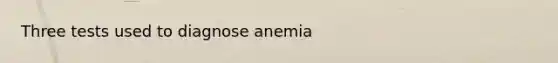 Three tests used to diagnose anemia