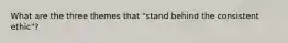 What are the three themes that "stand behind the consistent ethic"?