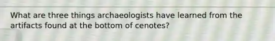 What are three things archaeologists have learned from the artifacts found at the bottom of cenotes?