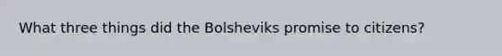 What three things did the Bolsheviks promise to citizens?