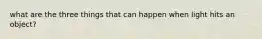what are the three things that can happen when light hits an object?