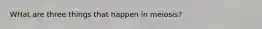 WHat are three things that happen in meiosis?