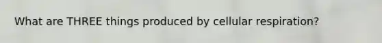 What are THREE things produced by <a href='https://www.questionai.com/knowledge/k1IqNYBAJw-cellular-respiration' class='anchor-knowledge'>cellular respiration</a>?