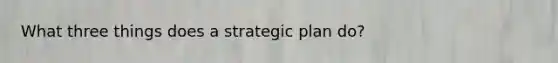 What three things does a strategic plan do?