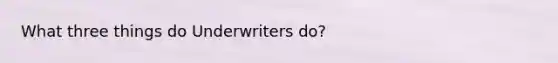 What three things do Underwriters do?
