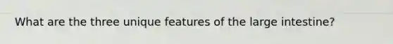 What are the three unique features of the <a href='https://www.questionai.com/knowledge/kGQjby07OK-large-intestine' class='anchor-knowledge'>large intestine</a>?