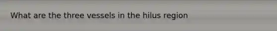 What are the three vessels in the hilus region