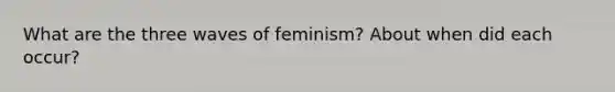 What are the three waves of feminism? About when did each occur?