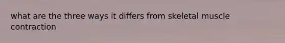 what are the three ways it differs from skeletal muscle contraction