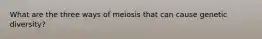 What are the three ways of meiosis that can cause genetic diversity?