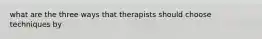 what are the three ways that therapists should choose techniques by