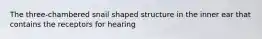 The three-chambered snail shaped structure in the inner ear that contains the receptors for hearing