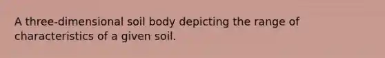 A three-dimensional soil body depicting the range of characteristics of a given soil.