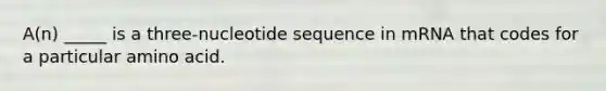 A(n) _____ is a three-nucleotide sequence in mRNA that codes for a particular amino acid.