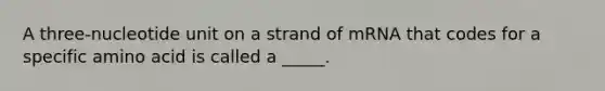 A three-nucleotide unit on a strand of mRNA that codes for a specific amino acid is called a _____.