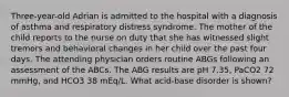 Three-year-old Adrian is admitted to the hospital with a diagnosis of asthma and respiratory distress syndrome. The mother of the child reports to the nurse on duty that she has witnessed slight tremors and behavioral changes in her child over the past four days. The attending physician orders routine ABGs following an assessment of the ABCs. The ABG results are pH 7.35, PaCO2 72 mmHg, and HCO3 38 mEq/L. What acid-base disorder is shown?