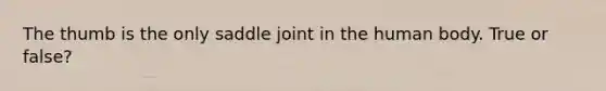 The thumb is the only saddle joint in the human body. True or false?