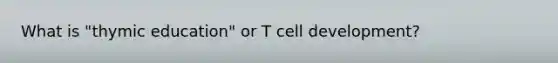 What is "thymic education" or T cell development?