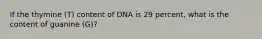 If the thymine (T) content of DNA is 29 percent, what is the content of guanine (G)?