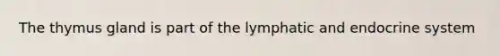 The thymus gland is part of the lymphatic and endocrine system