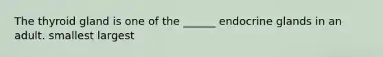 The thyroid gland is one of the ______ endocrine glands in an adult. smallest largest