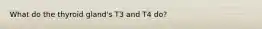 What do the thyroid gland's T3 and T4 do?