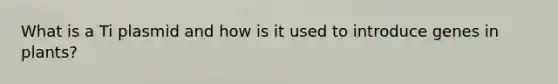 What is a Ti plasmid and how is it used to introduce genes in plants?