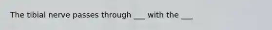 The tibial nerve passes through ___ with the ___