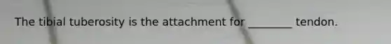 The tibial tuberosity is the attachment for ________ tendon.