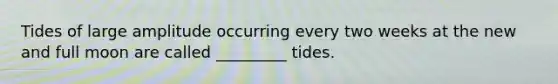 Tides of large amplitude occurring every two weeks at the new and full moon are called _________ tides.