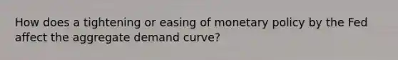 How does a tightening or easing of monetary policy by the Fed affect the aggregate demand curve?