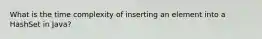 What is the time complexity of inserting an element into a HashSet in Java?