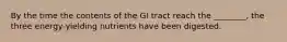 By the time the contents of the GI tract reach the ________, the three energy-yielding nutrients have been digested.