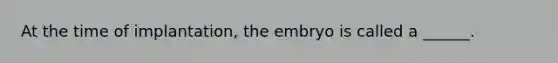 At the time of implantation, the embryo is called a ______.