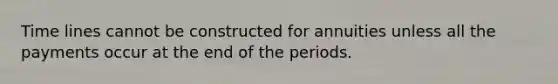 Time lines cannot be constructed for annuities unless all the payments occur at the end of the periods.