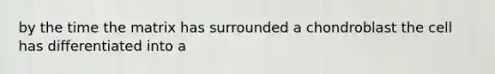 by the time the matrix has surrounded a chondroblast the cell has differentiated into a