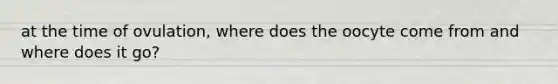 at the time of ovulation, where does the oocyte come from and where does it go?