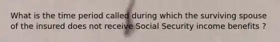 What is the time period called during which the surviving spouse of the insured does not receive Social Security income benefits ?