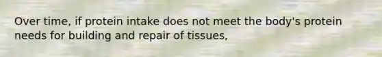 Over time, if protein intake does not meet the body's protein needs for building and repair of tissues,
