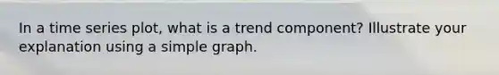 In a time series plot, what is a trend component? Illustrate your explanation using a simple graph.