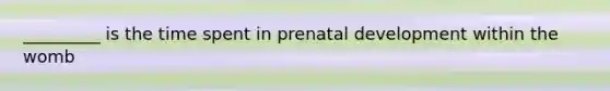 _________ is the time spent in <a href='https://www.questionai.com/knowledge/kMumvNdQFH-prenatal-development' class='anchor-knowledge'>prenatal development</a> within the womb