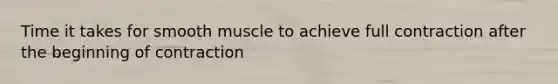 Time it takes for smooth muscle to achieve full contraction after the beginning of contraction