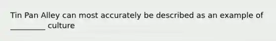 Tin Pan Alley can most accurately be described as an example of _________ culture