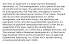 Tina rents an apartment in a large city from Downtown Apartments, Inc. The leaseagreement is for a period of one year. Six months into the lease, Tina decides to moveto another city for a job opportunity. She finds Alex, who agrees to rent the apartmentfor the remaining six months of Tina's lease. Tina and Alex do not inform DowntownApartments, Inc. of this arrangement, and Alex starts living in the apartment and payingrent to Tina, who then pays Downtown Apartments, Inc. What type of leasehold interestdoes Alex have? a) Alex has an assignment of the lease, making him directly liable to DowntownApartments, Inc. b) Alex has a sublease from Tina, and Tina remains liable to Downtown Apartments,Inc. c) Alex has no legal leasehold interest as the arrangement was not approved byDowntown Apartments, Inc. d) Alex has a periodic tenancy, renewing automatically each month.