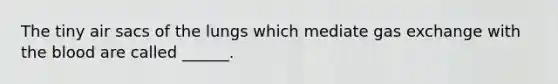 The tiny air sacs of the lungs which mediate gas exchange with the blood are called ______.