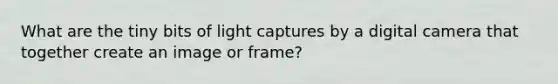 What are the tiny bits of light captures by a digital camera that together create an image or frame?