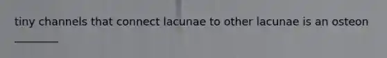 tiny channels that connect lacunae to other lacunae is an osteon ________