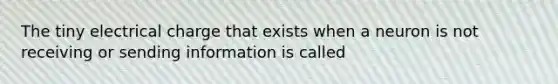 The tiny electrical charge that exists when a neuron is not receiving or sending information is called