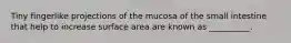 Tiny fingerlike projections of the mucosa of the small intestine that help to increase surface area are known as __________.