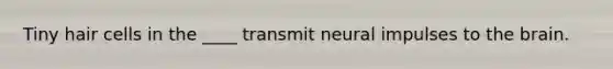 Tiny hair cells in the ____ transmit neural impulses to the brain.